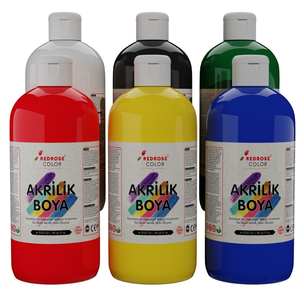 Ana Renkler Akrilik Boya 6’lı Set 6x500gr Cns Hobby Tuval