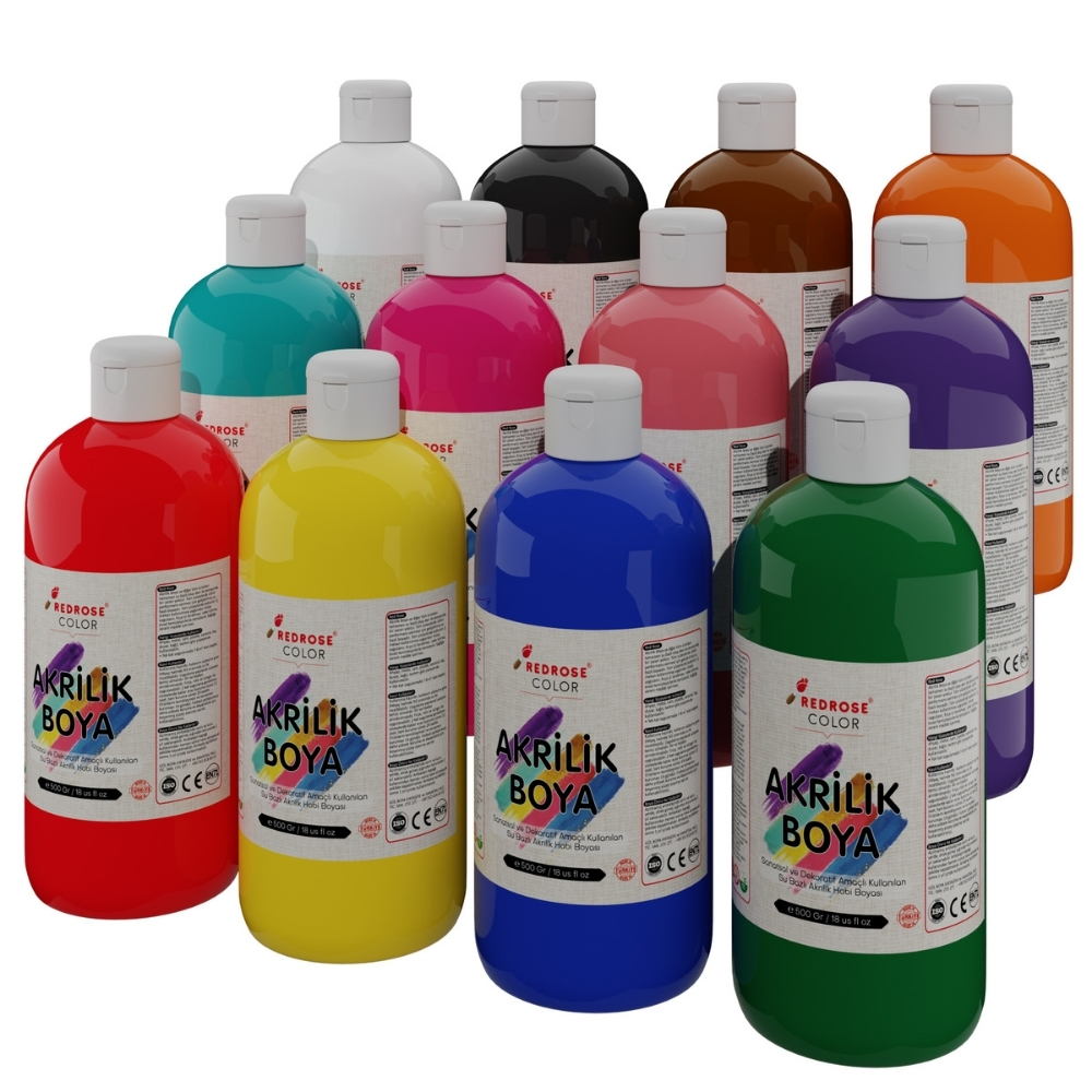 Tüm Renkler Akrilik Boya 12’li Set 12x500gr Cns Hobby Tuval