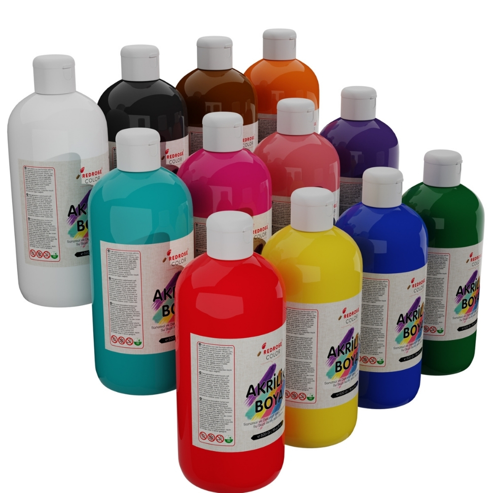 Tüm Renkler Akrilik Boya 12’li Set 12x500gr Cns Hobby Tuval