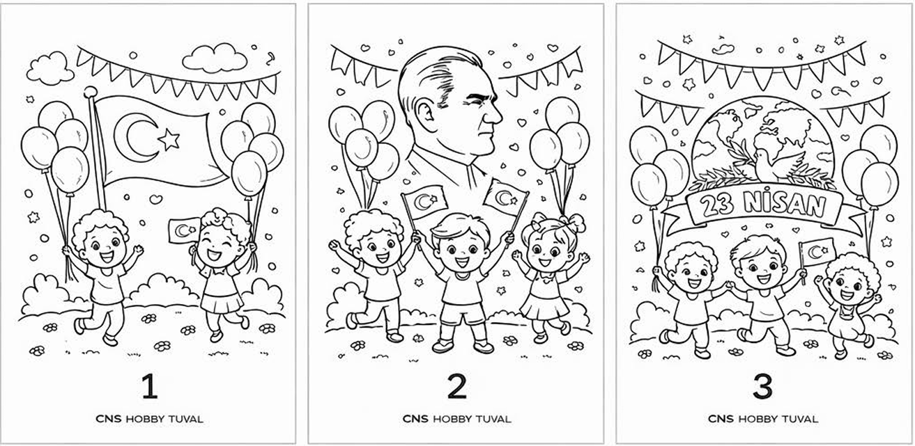 20*20 Cm 23 Nisan Özel Baskılı Çocuk Tuval Seti Cns Hobby Tuval