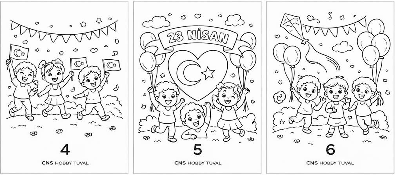 20*20 Cm 23 Nisan Özel Baskılı Çocuk Tuval Seti Cns Hobby Tuval