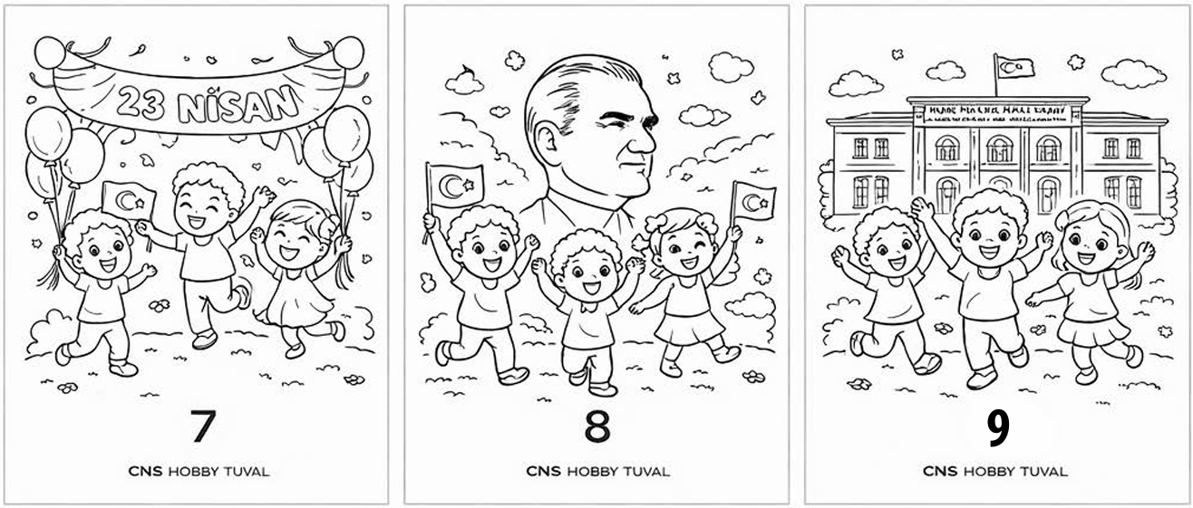 20*20 Cm 23 Nisan Özel Baskılı Çocuk Tuval Seti Cns Hobby Tuval